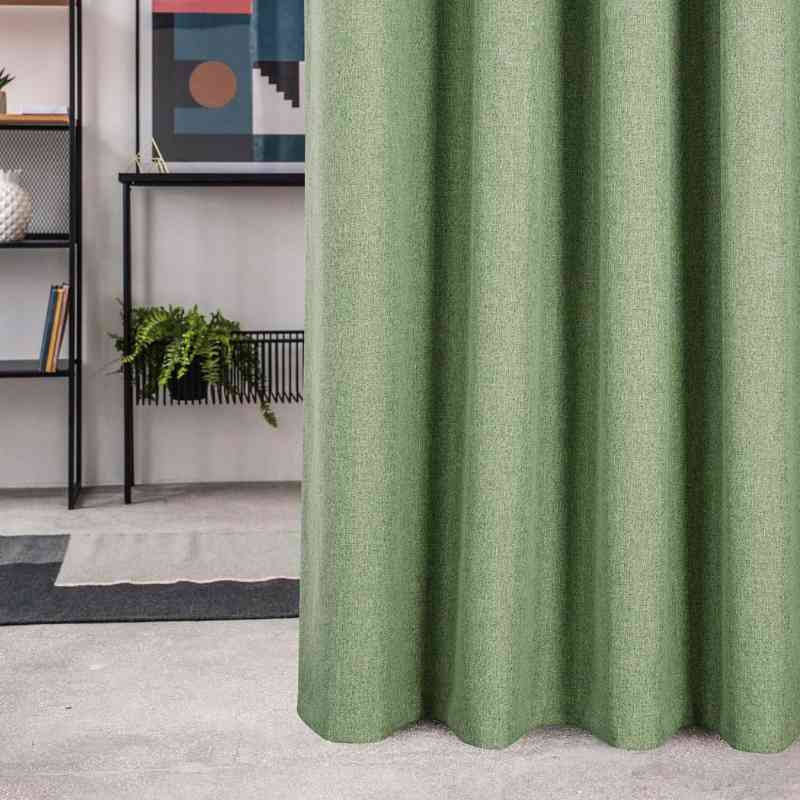 Rideau en lin et coton vert sauge phonique thermique et occultant