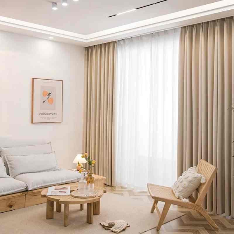 Rideaux Occultants 85x220cm - Tissu Thermique 3 Couches, Anti-UV, Lavable Machine - Pour Cuisine, Dressing, Chambre - Beige - 7